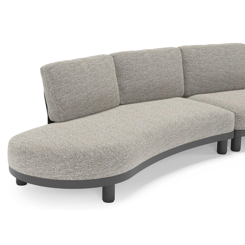 Donato loungebank in zwart aluminium met all weather sunbrella® luxe Tundra Pepper kussen