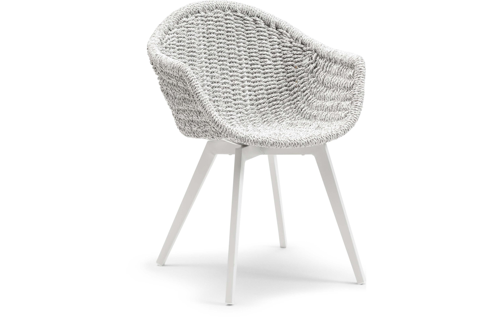 Chaise de jardin Pagino in aluminium blanc et résine tressée blanc
