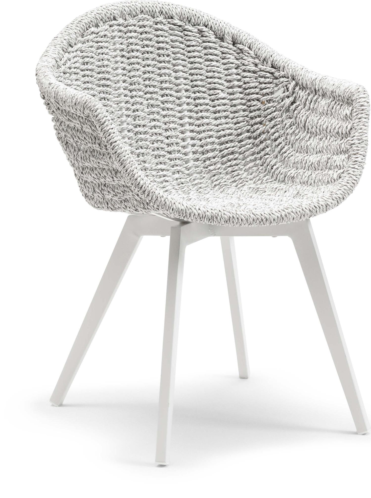 Pagino tuinstoel in wit aluminium en wit wicker