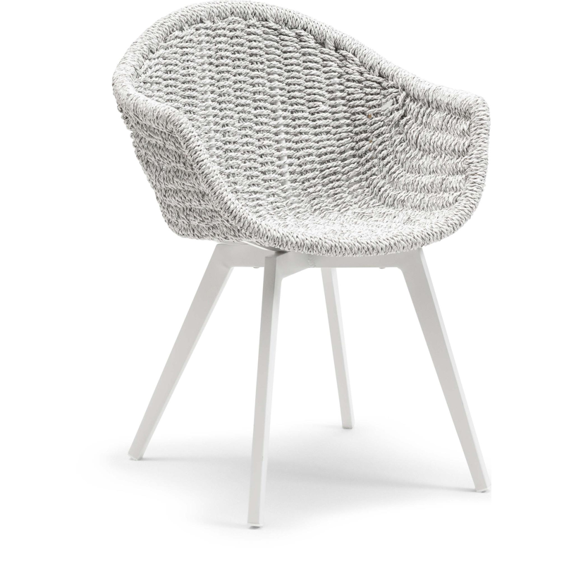 Pagino tuinstoel in wit aluminium en wit wicker