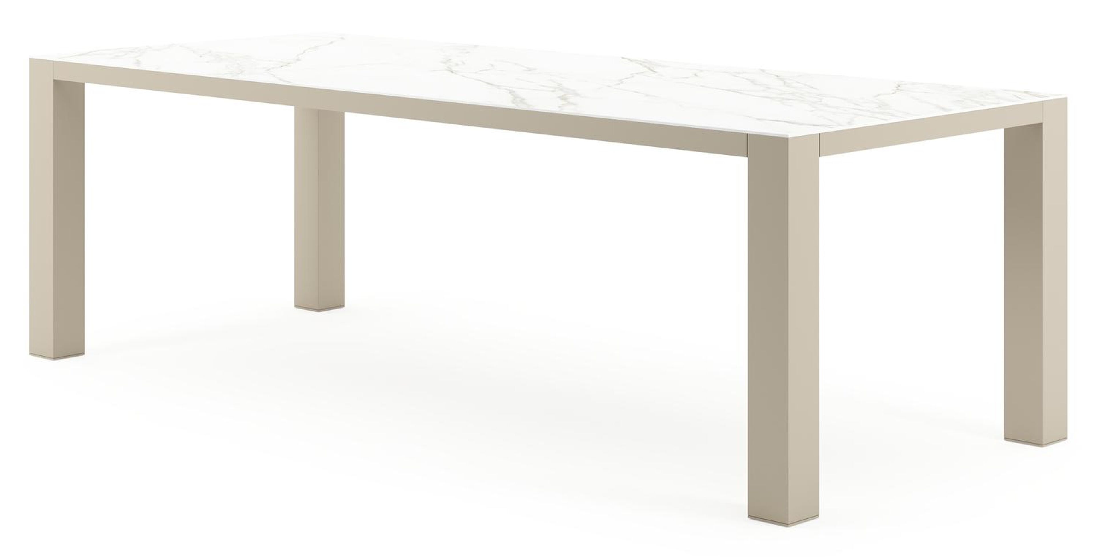 Nano tuintafel rechthoekig in beige aluminium en volkeramiek Calacatta - L 240 x B 100 x H 75 cm
