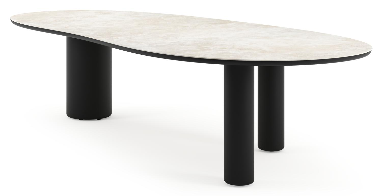 Amico tuintafel organisch in zwart aluminium en volkeramiek Rapolano - L 320 x B 145 x H 73.5 cm