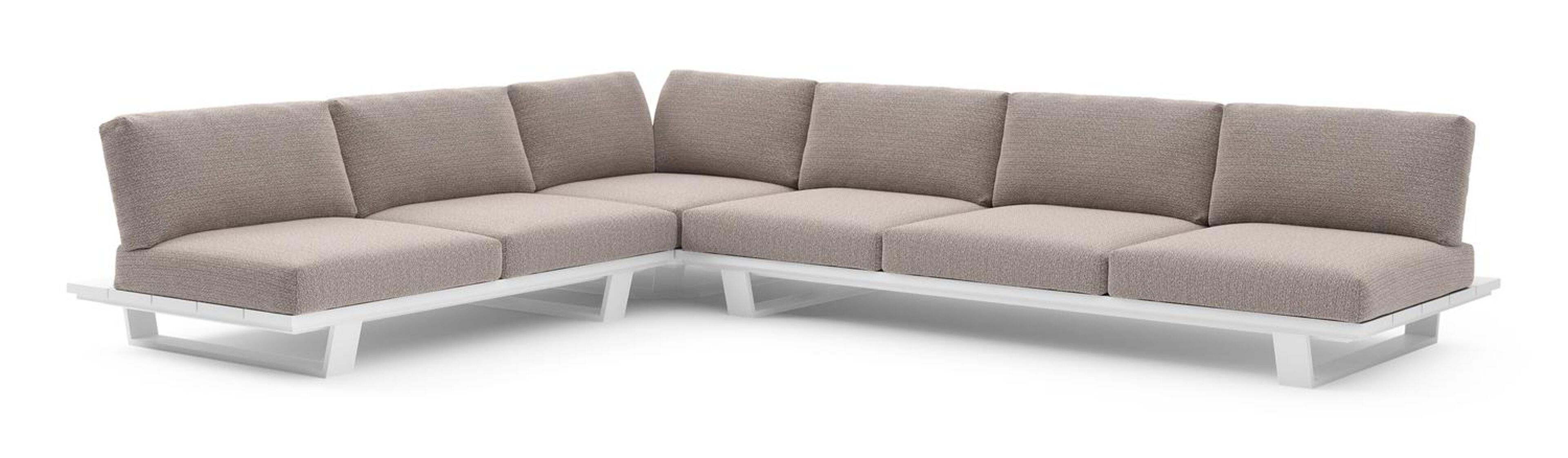 Pagino loungehoek in wit aluminium met wander granite all weather sunbrella® luxe kussen