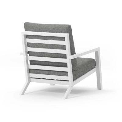 Alcudia loungezetel 1-zit in wit aluminium met grijs polyester kussen