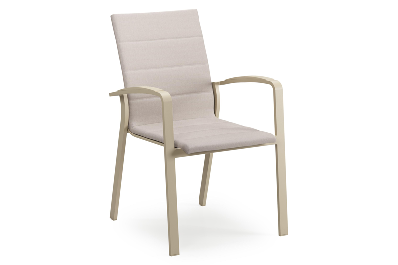 Lioni stapelbare tuinstoel in beige aluminium en beige dubbele luxe textilene