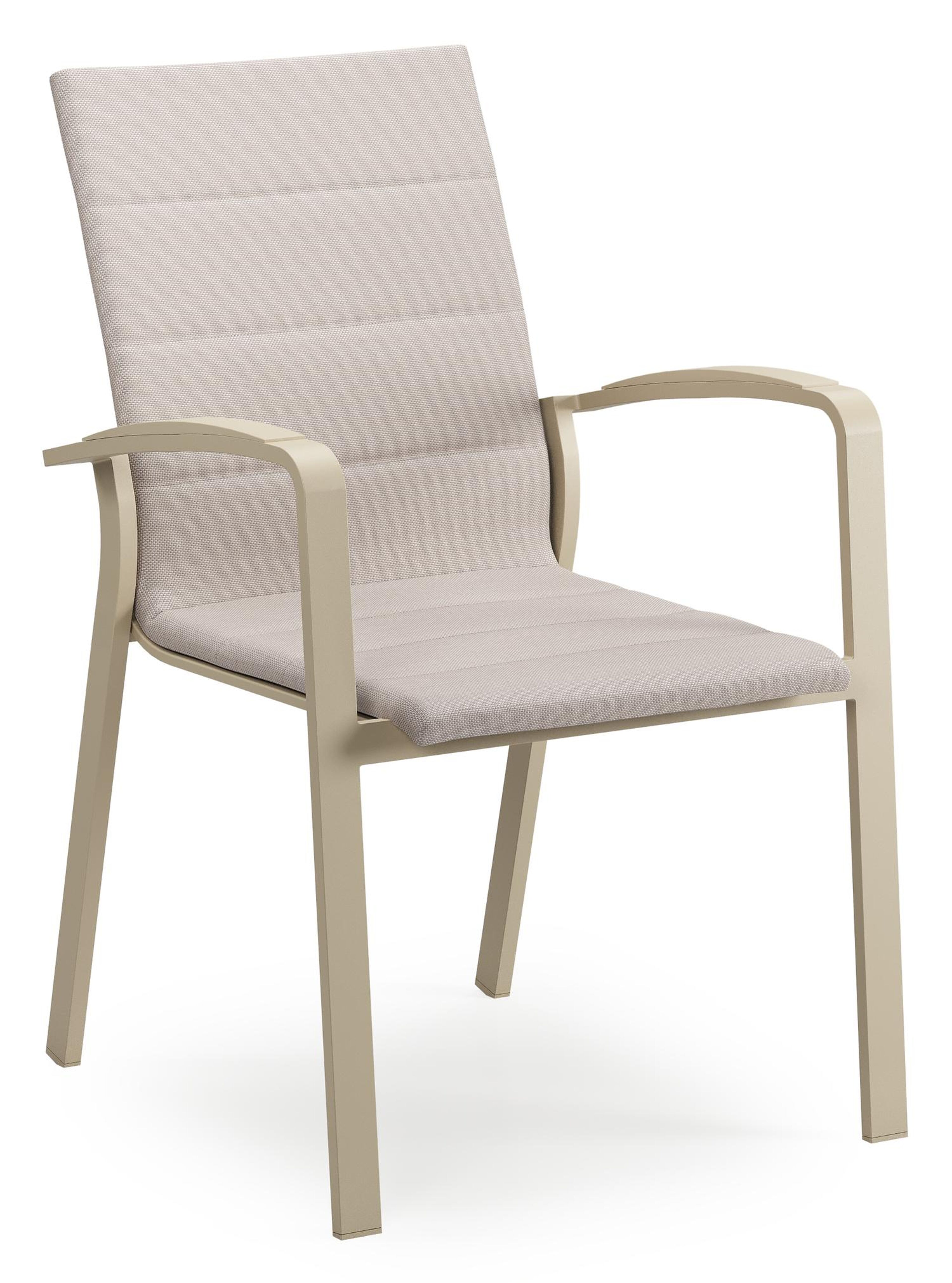 Lioni stapelbare tuinstoel in beige aluminium en beige dubbele luxe textilene