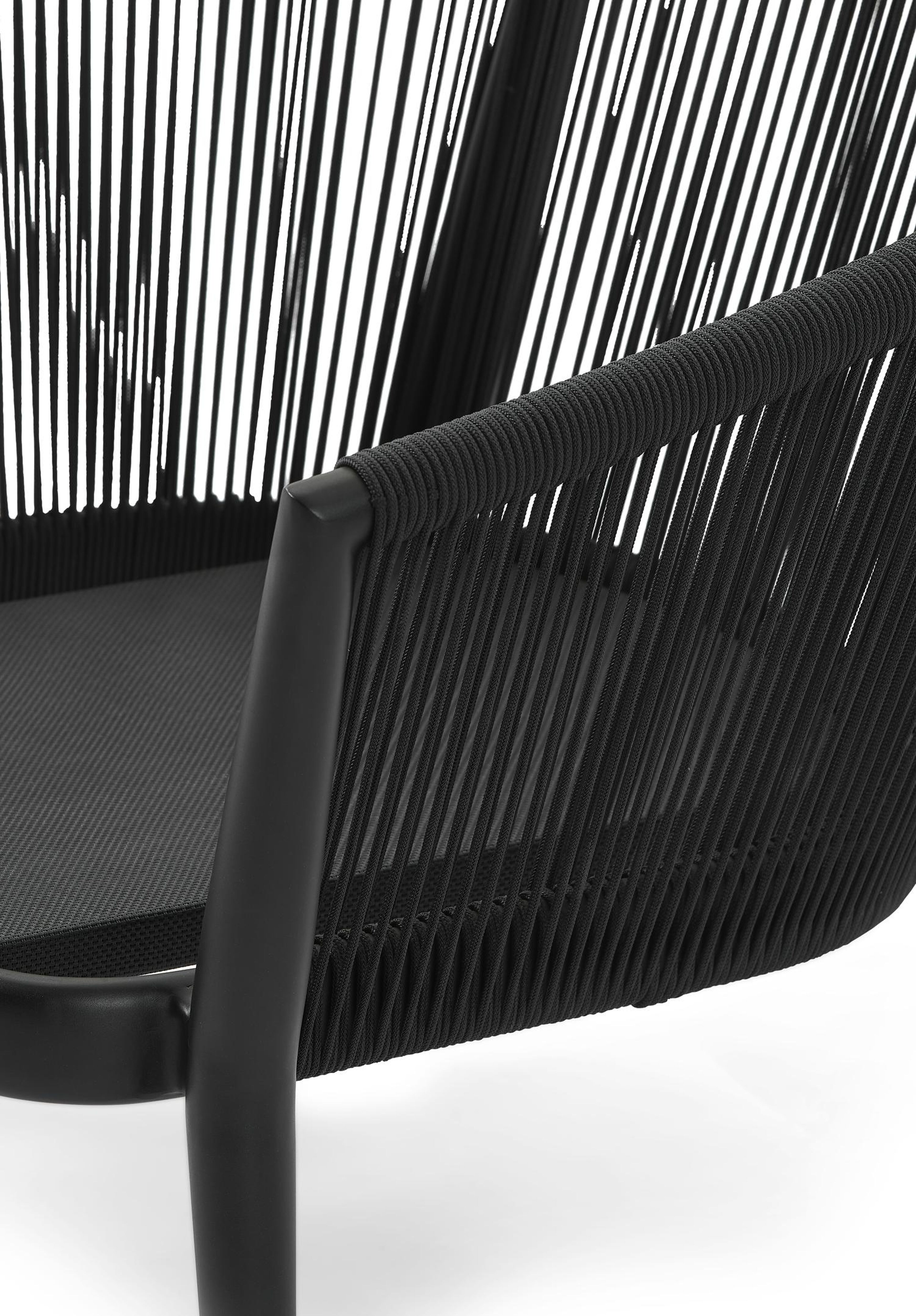 Salon de jardin Orso 1-pl en aluminium noir et corde noir
