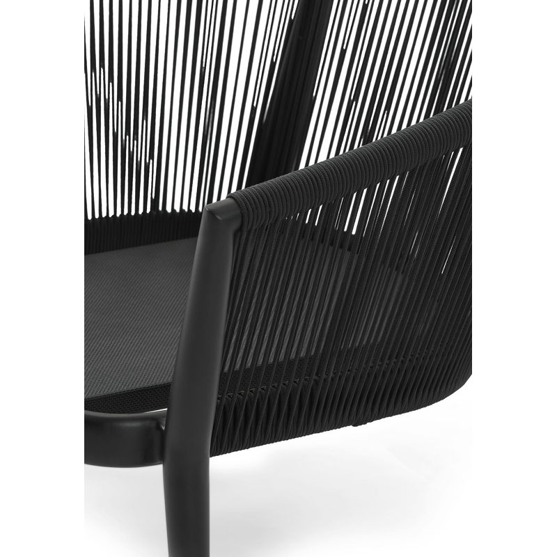 Salon de jardin Orso 1-pl en aluminium noir et corde noir