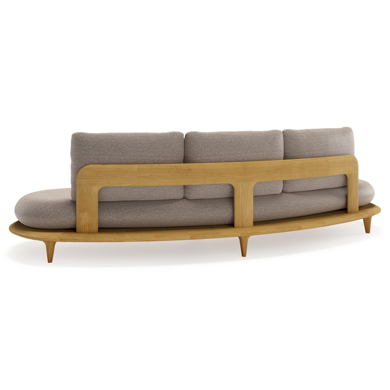 Bomero loungebank in teak met wander manioc all weather sunbrella® luxe kussen