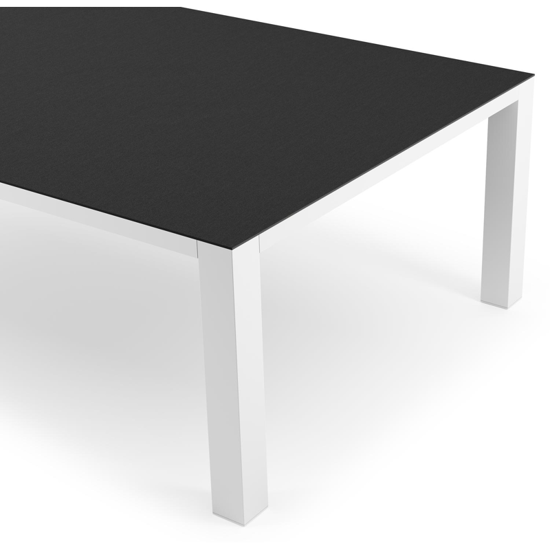 Table de jardin Nano XL rectangulaire en aluminium blanc et céramique pleine Nero Black - Lg. 240 x Lrg. 148 x Haut. 75 cm