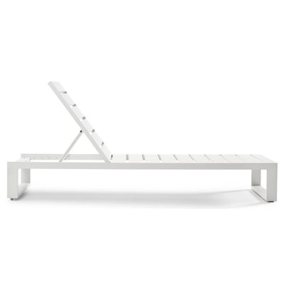 Verato verstelbaar ligbed in wit aluminium met natte charcoal chine Sunbrella® Premium kussen