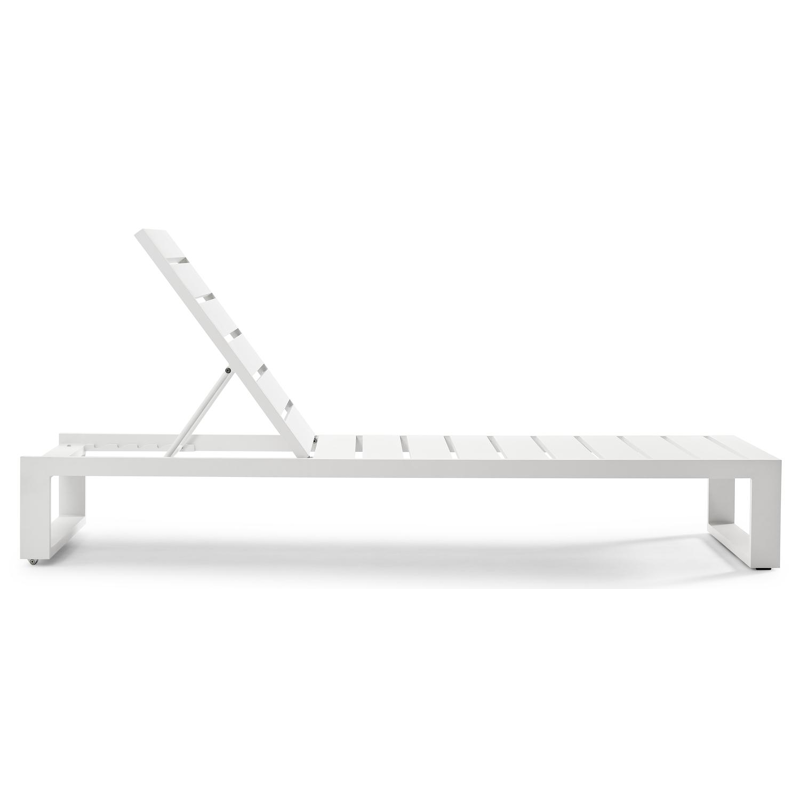 Set van 2 verstelbare Verato ligbedden in wit aluminium met wit aluminium bijzettafel
