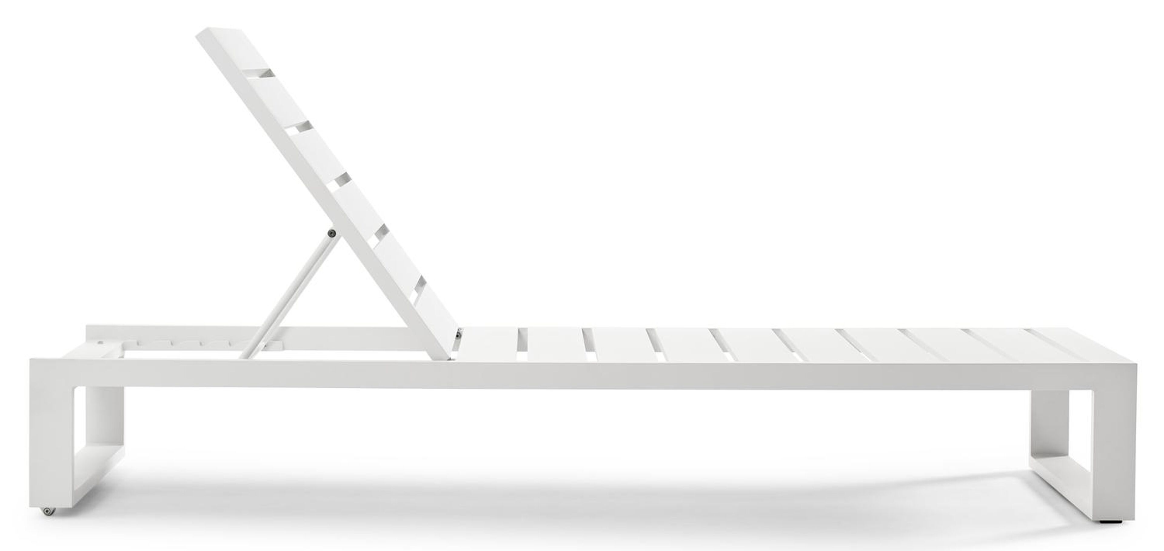Set van 2 verstelbare Verato ligbedden in wit aluminium met wit aluminium bijzettafel