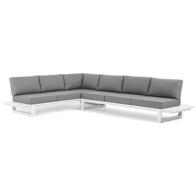Turino loungehoek in wit aluminium met grijs weather+ softtouch kussens