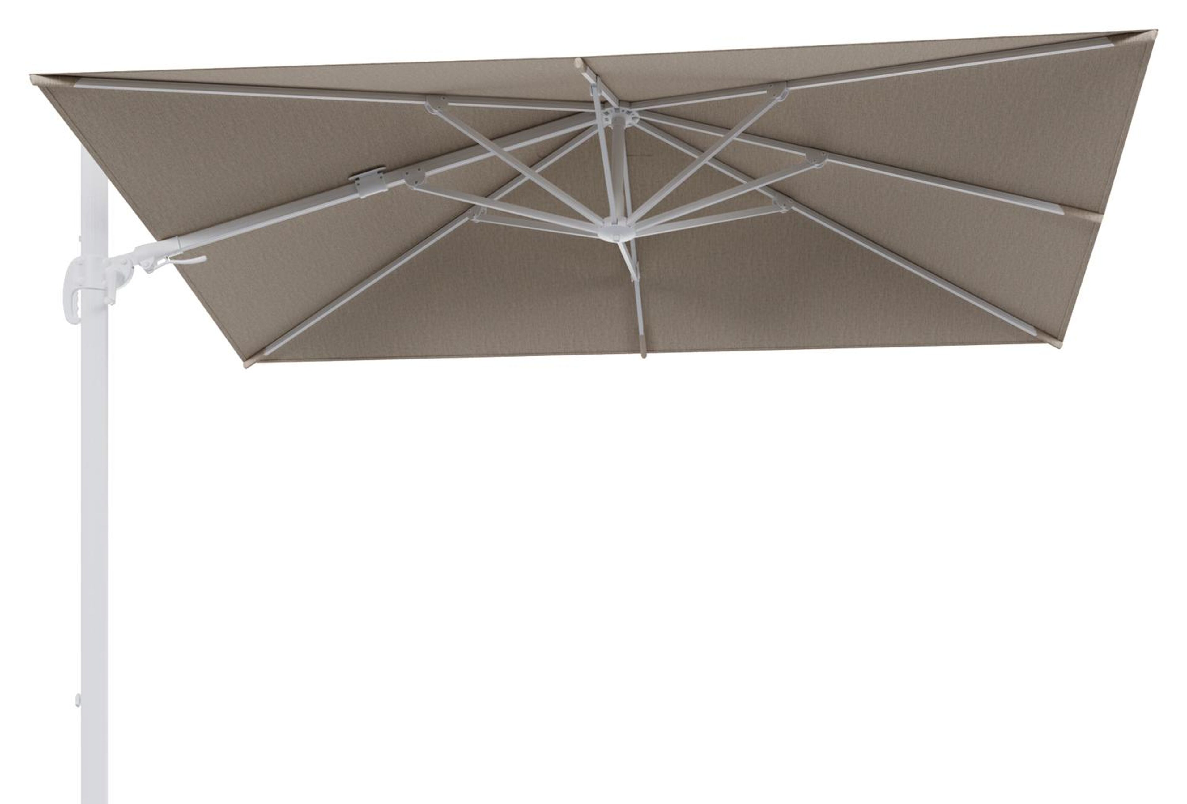 Avola zweefparasol met tiltfunctie in wit aluminium met rustic weather+ softtouch parasoldoek - L1 200 x L2 300 cm (zonder voet)