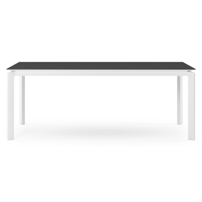 Cirello tuintafel rechthoekig in wit aluminium en volkeramiek Nero Black - L 200 x B 100 x H 75 cm