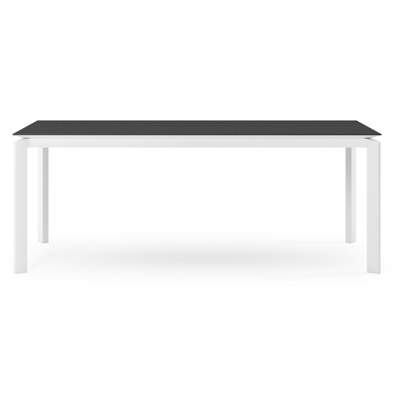 Cirello tuintafel rechthoekig in wit aluminium en volkeramiek Nero Black - L 200 x B 100 x H 75 cm