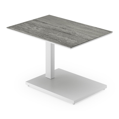 Cirello bijzettafel in wit aluminium en aspen grey volkeramiek - L 70 x B 80 x H 66 cm