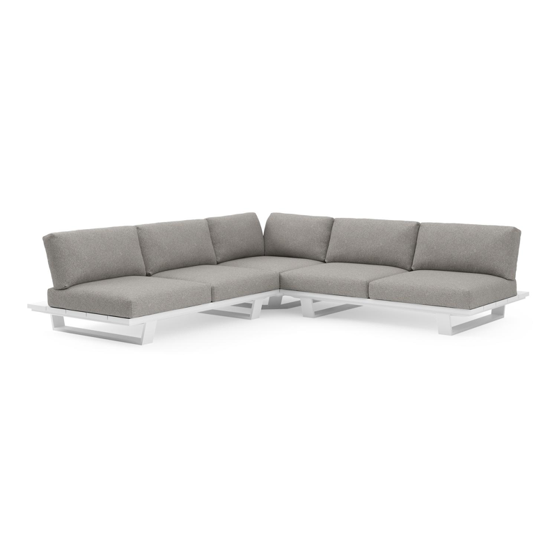 Pagino loungehoek in wit aluminium met tundra charcoal all weather sunbrella® luxe kussen