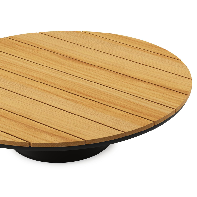 Amico loungetafel rond in zwart aluminium en teak - Dia. 110 x H 28 cm