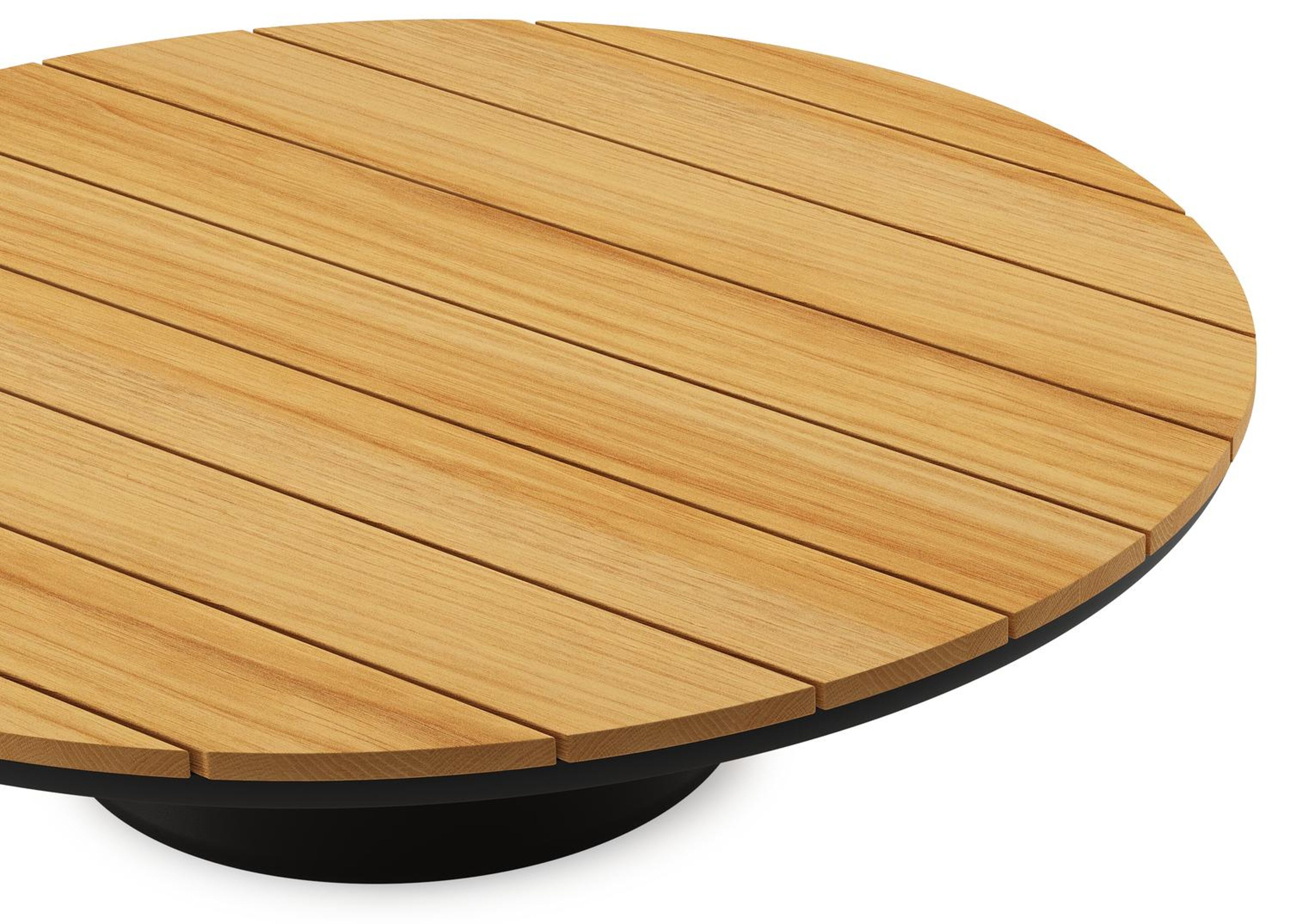 Amico loungetafel rond in zwart aluminium en teak - Dia. 110 x H 28 cm