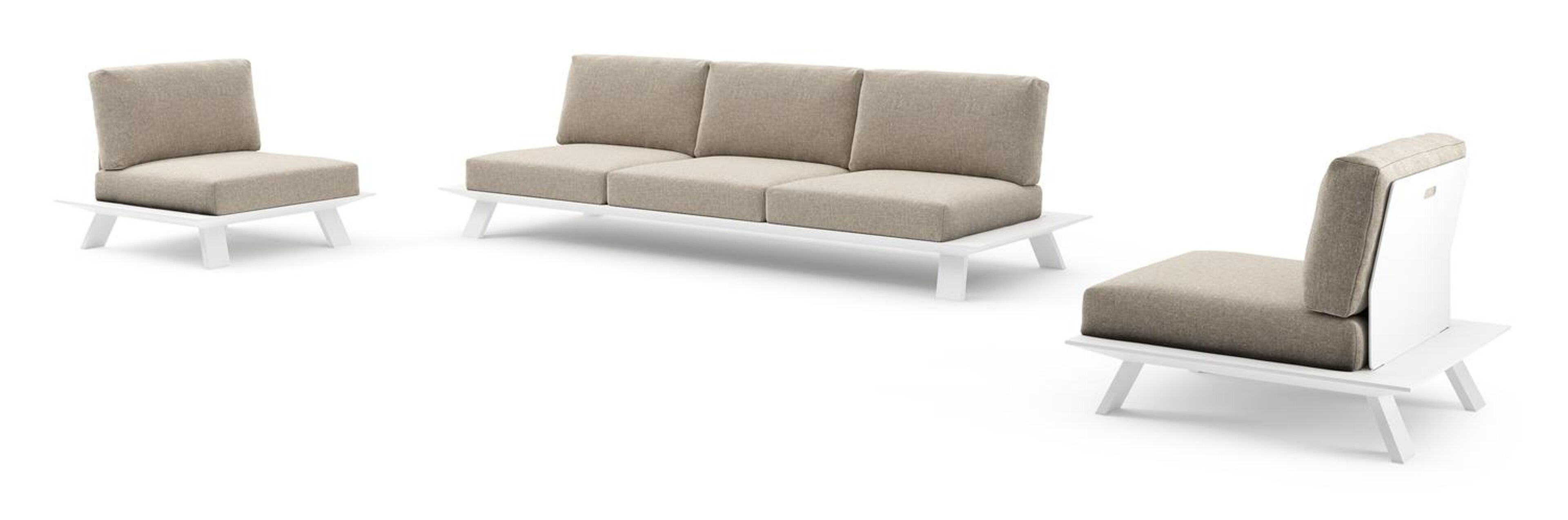 Cesano loungeset in wit aluminium met chartres pewter all weather Sunbrella® luxe kussen