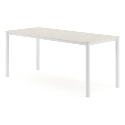 Orso tuintafel rechthoekig afgerond in wit aluminium en volkeramiek Shilin - L 200 x B 80 x H 74.5 cm