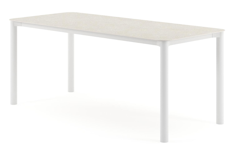 Orso tuintafel rechthoekig afgerond in wit aluminium en volkeramiek Shilin - L 200 x B 80 x H 74.5 cm