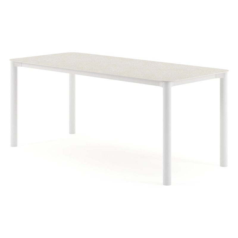Orso tuintafel rechthoekig afgerond in wit aluminium en volkeramiek Shilin - L 200 x B 80 x H 74.5 cm