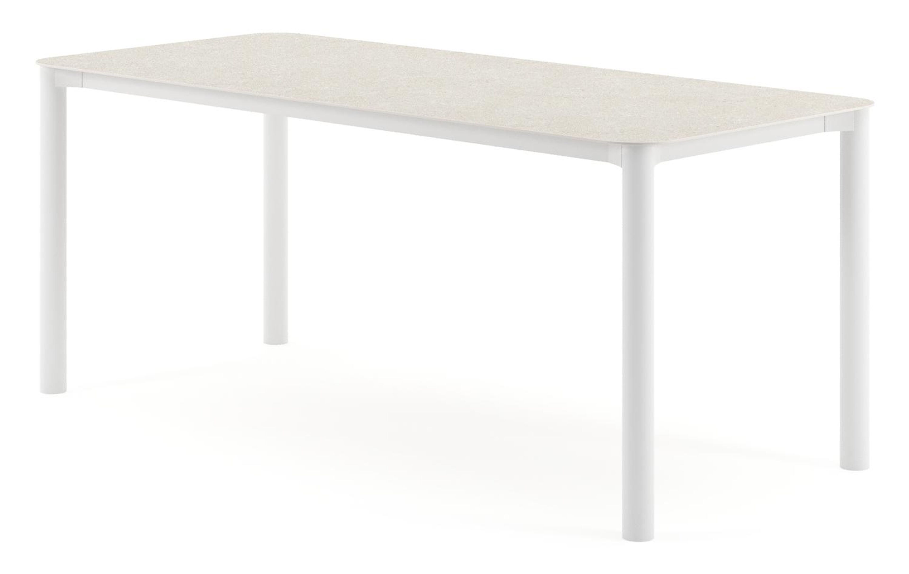 Orso tuintafel rechthoekig afgerond in wit aluminium en volkeramiek Shilin - L 200 x B 80 x H 74.5 cm