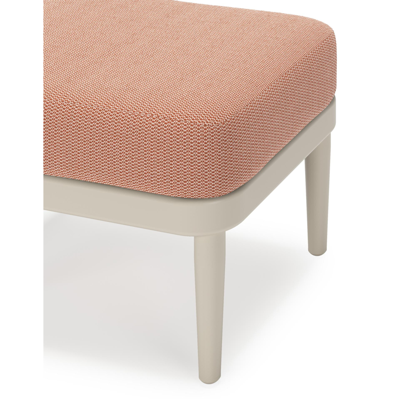 Pouf Orso en aluminium beige et coussins en all weather sunbrella® luxe Lopi Fawn
