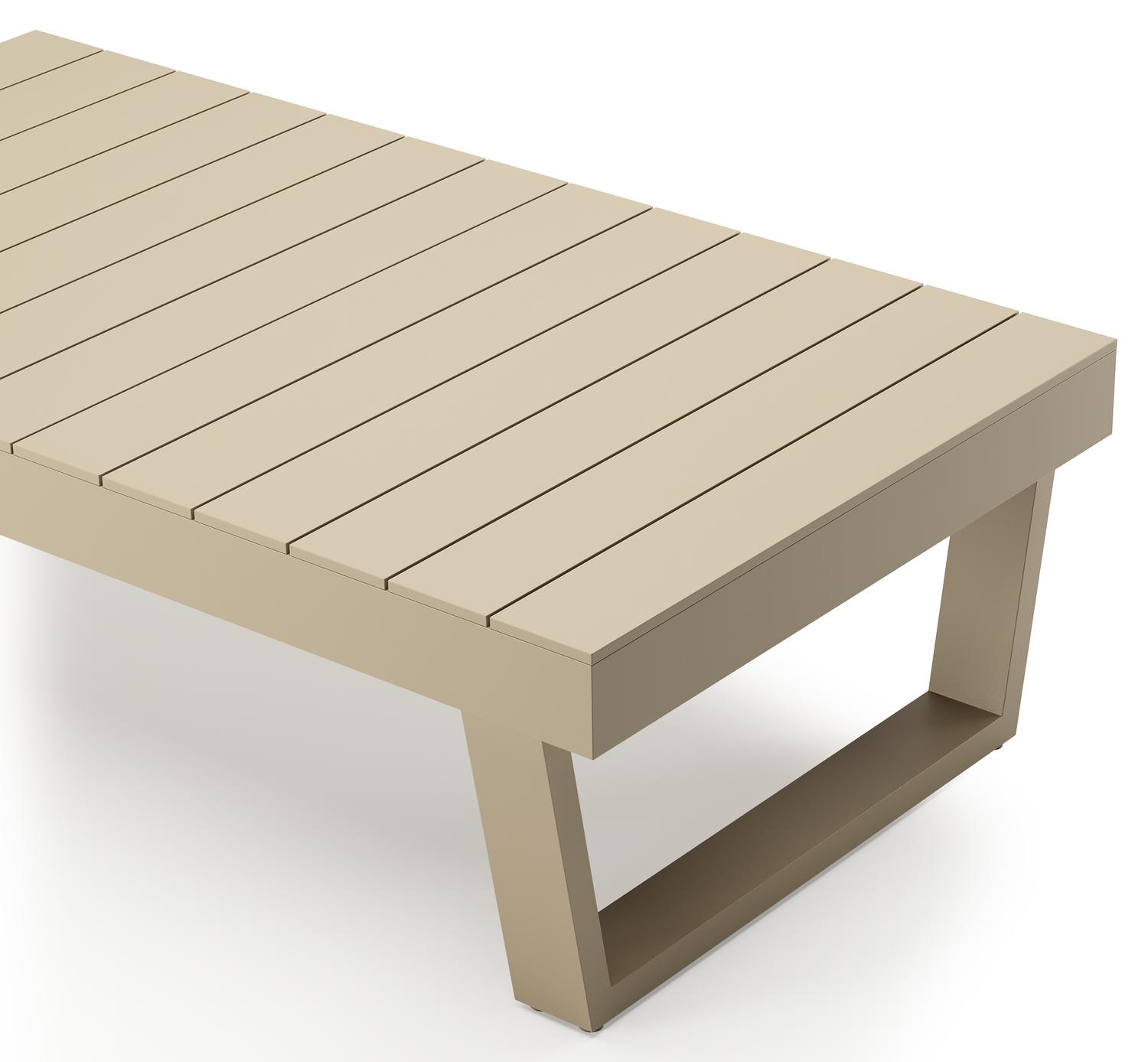 Table de basse Modica en aluminium beige - Lg. 130 x Lrg. 130 x Haut. 38 cm