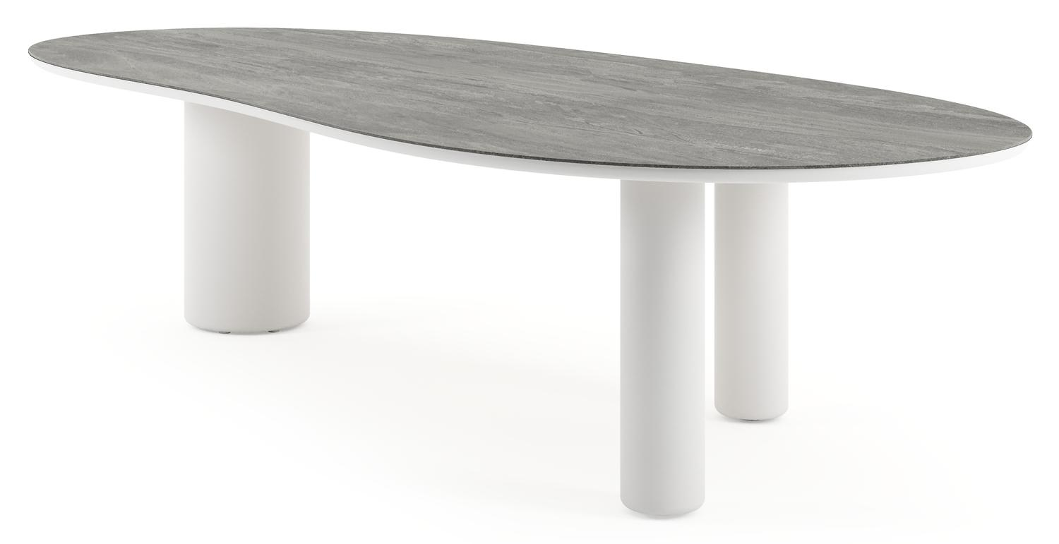 Amico tuintafel organisch in wit aluminium en volkeramiek Aspen Grey - L 320 x B 145 x H 73.5 cm