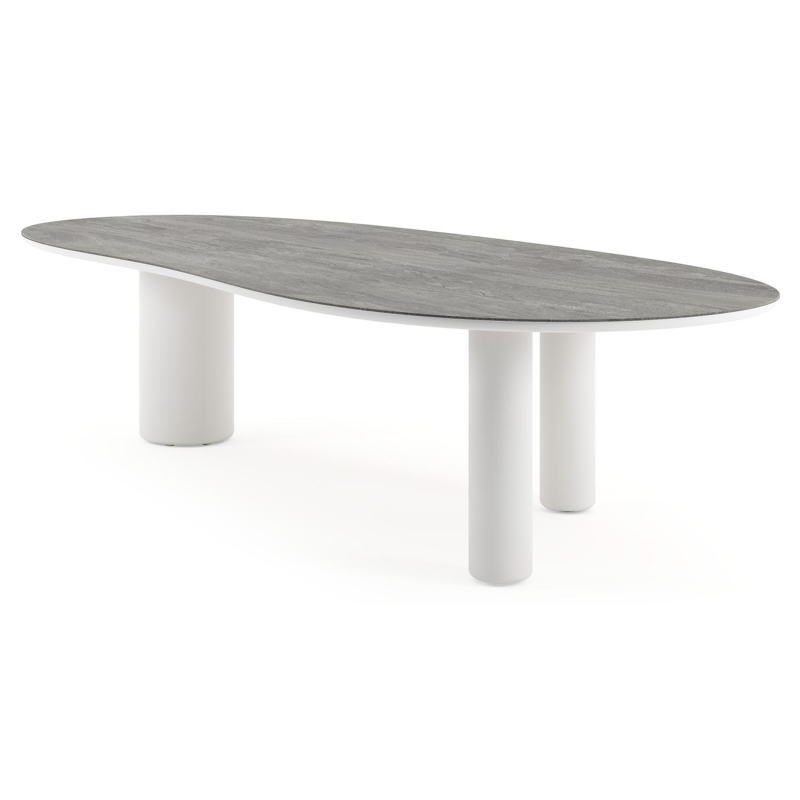 Amico tuintafel organisch in wit aluminium en volkeramiek Aspen Grey - L 320 x B 145 x H 73.5 cm