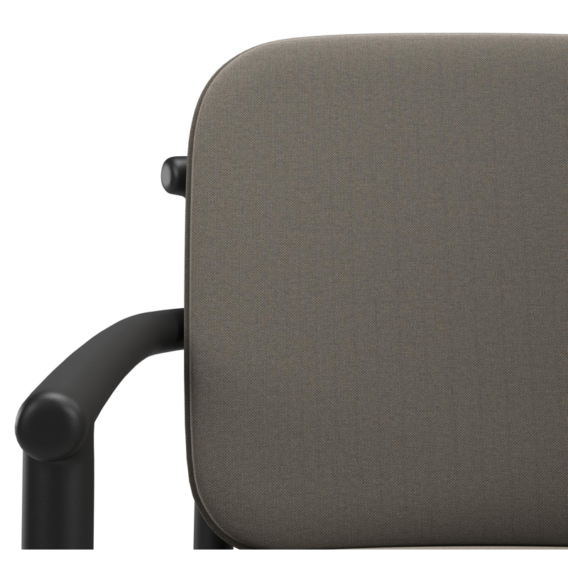 Bono stapelbare tuinstoel in zwart aluminium met stoelkussen in All Weather Sunbrella® Luxe Natte Carbon Beige