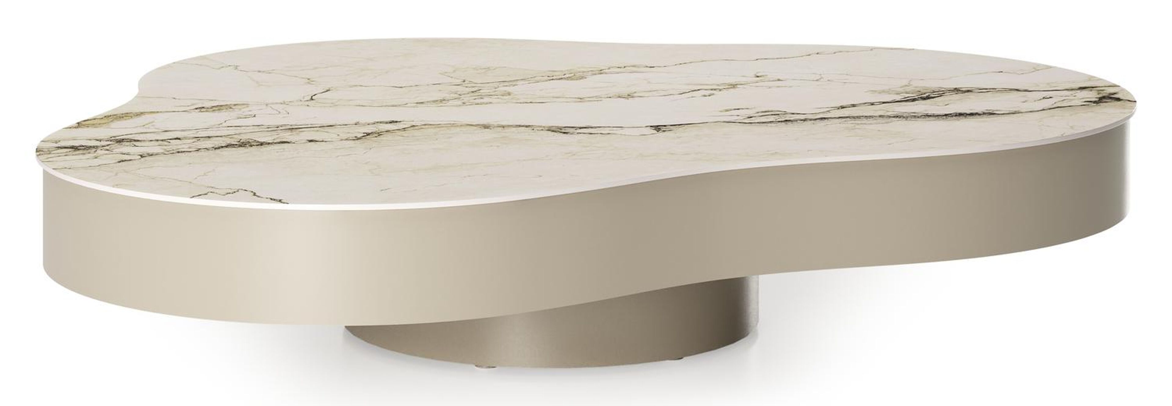 Lomano loungetafel cloud in beige aluminium en volkeramiek Colorado Dunes - Dia. 131 x H 25 cm