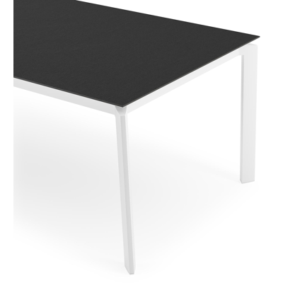 Cirello tuintafel rechthoekig in wit aluminium en volkeramiek Nero Black - L 240 x B 100 x H 75 cm