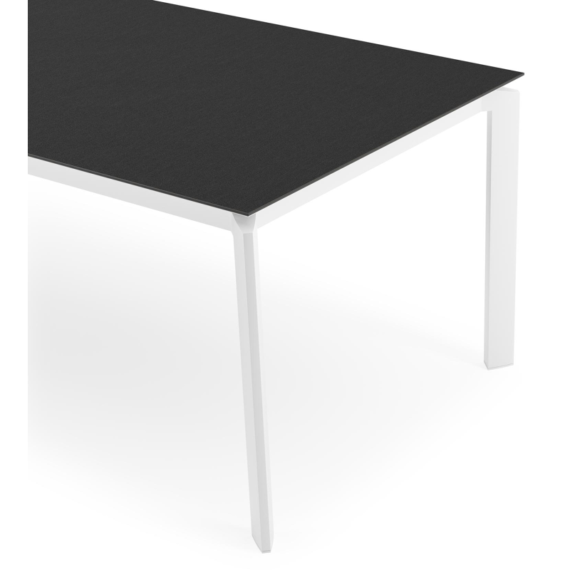 Cirello tuintafel rechthoekig in wit aluminium en volkeramiek Nero Black - L 240 x B 100 x H 75 cm