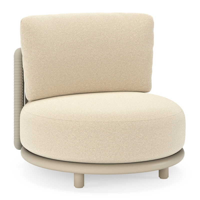 Fauteuil de jardin Lomano en aluminium beige et corde luxe plate tissÃ©e verticalement beige et coussins en all weather solica Soul Papyrus
