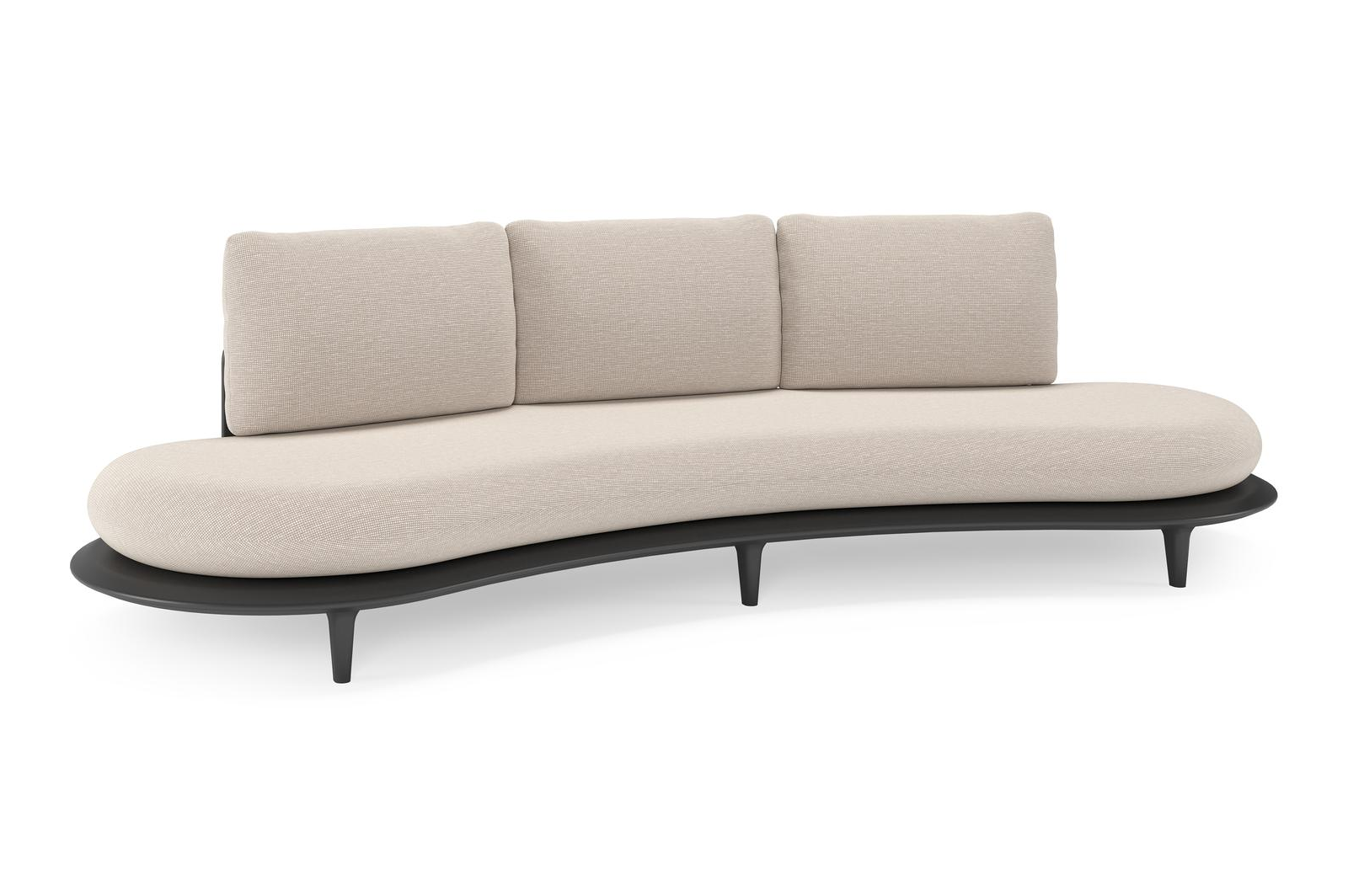 Bomero loungebank in zwart aluminium met slow farafra all weather sunbrella® luxe kussen