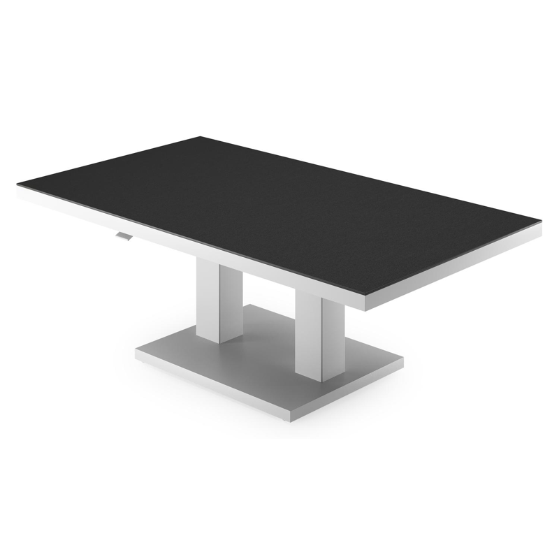 Cirello pop-up loungetafel rechthoekig in wit aluminium en volkeramiek Nero Black - L 140 x B 80 x H 71 cm