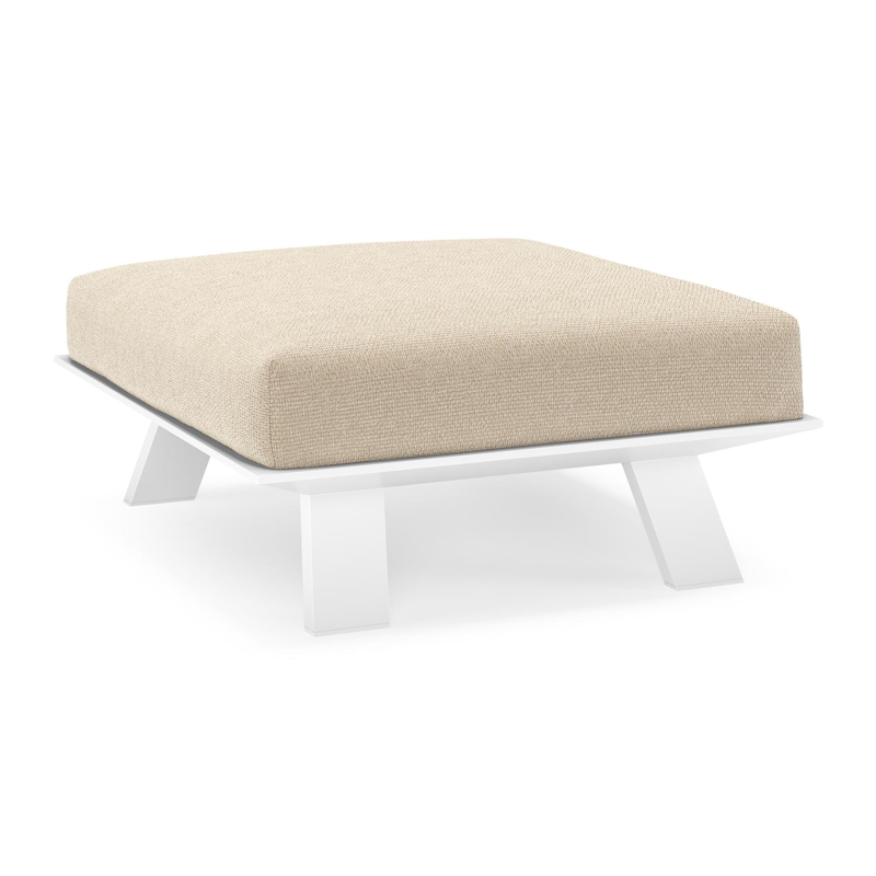 Cesano poef in wit aluminium met althea chalk all weather Cosytica kussen