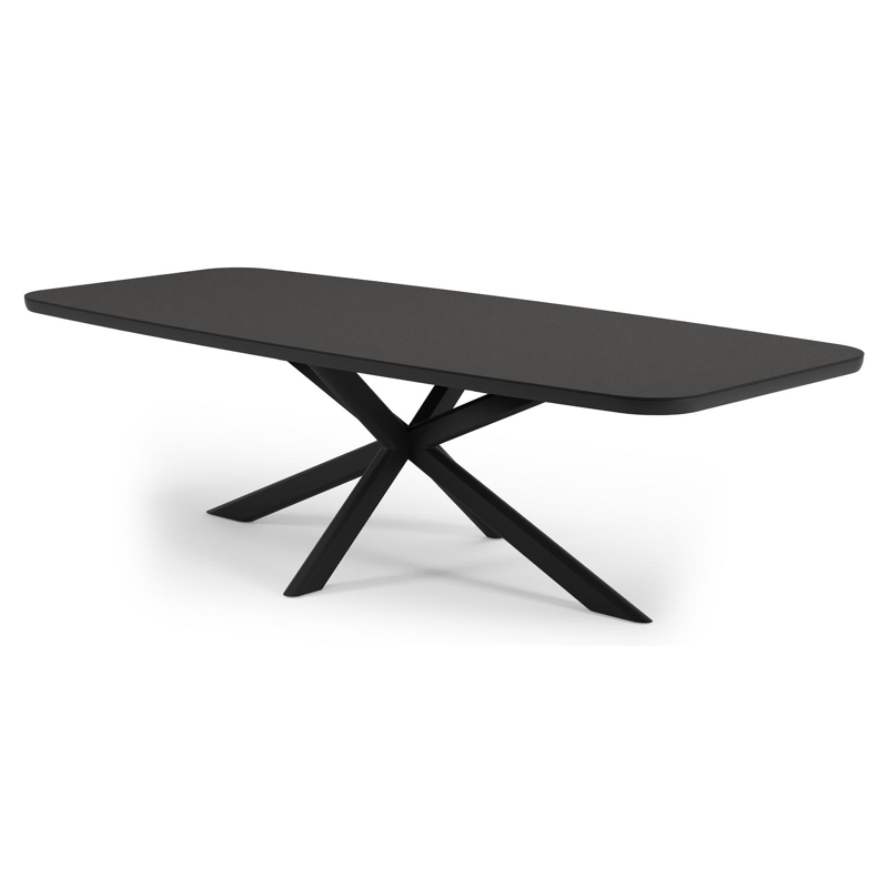 Table de jardin Pamplona forme bateau en aluminium noir et sintered stone Notte minérale - L 270 x L 115 x H 72 cm