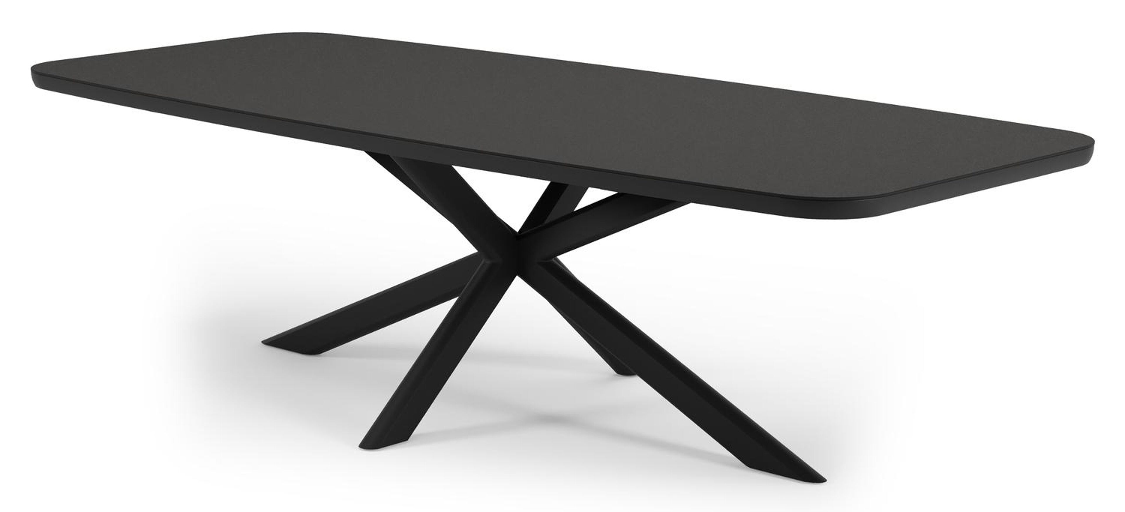 Ensemble de jardin Pamplona en aluminium noir et sintered stone notte minerale avec 8 chaises de jardin Gerona