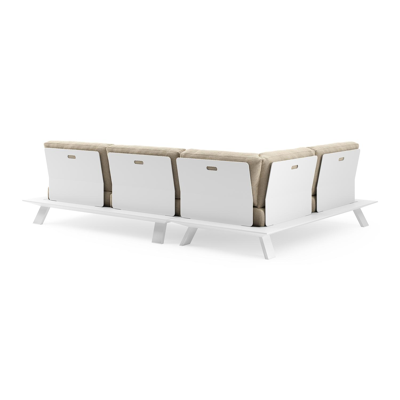 Cesano loungehoek in wit aluminium met althea camel all weather Cosytica kussen