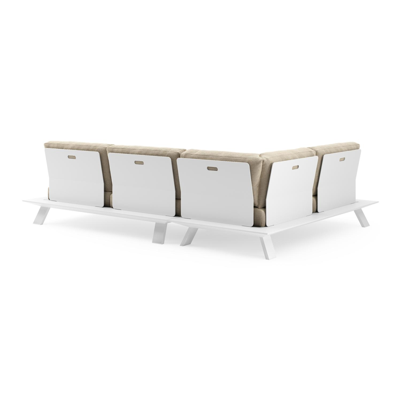 Cesano loungehoek in wit aluminium met althea camel all weather Cosytica kussen