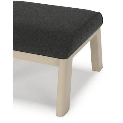 Cirello poef in beige aluminium met chartres sooty all weather sunbrella® luxe kussen