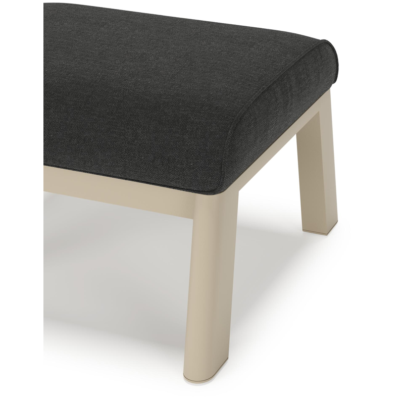 Cirello poef in beige aluminium met chartres sooty all weather sunbrella® luxe kussen