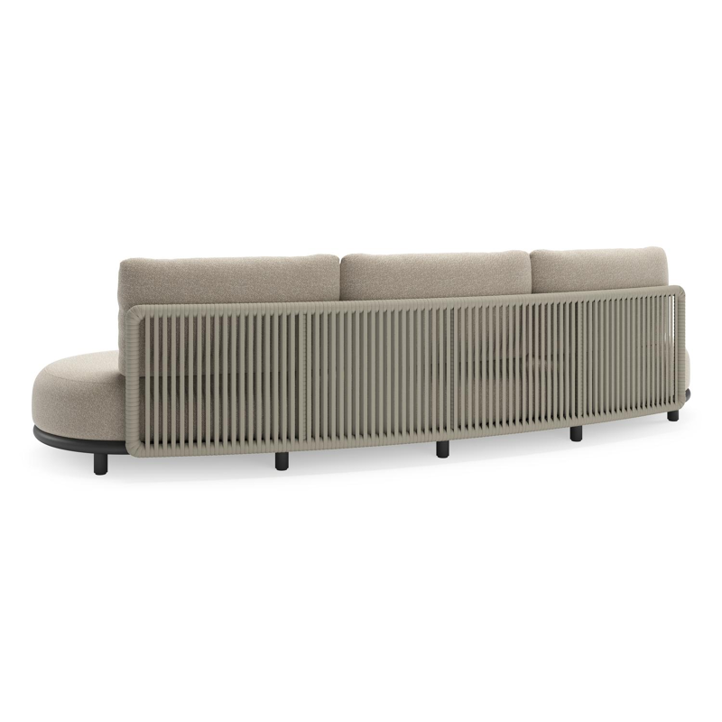 Lomano loungebank in zwart aluminium en beige verticaal geweven luxe vlakke rope met Marbella Ecru all weather cosytica