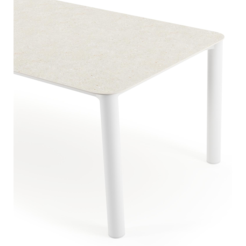 Orso tuintafel rechthoekig afgerond in wit aluminium en volkeramiek shilin - L 240 x B 100 x H 73.5 cm